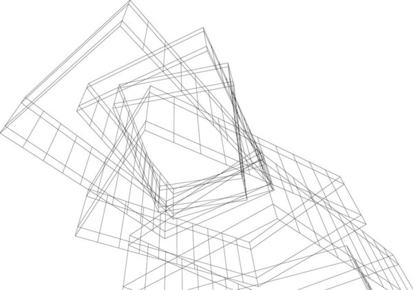 Abstract drawing lines in architectural art concept, minimal geometrical shapes. 