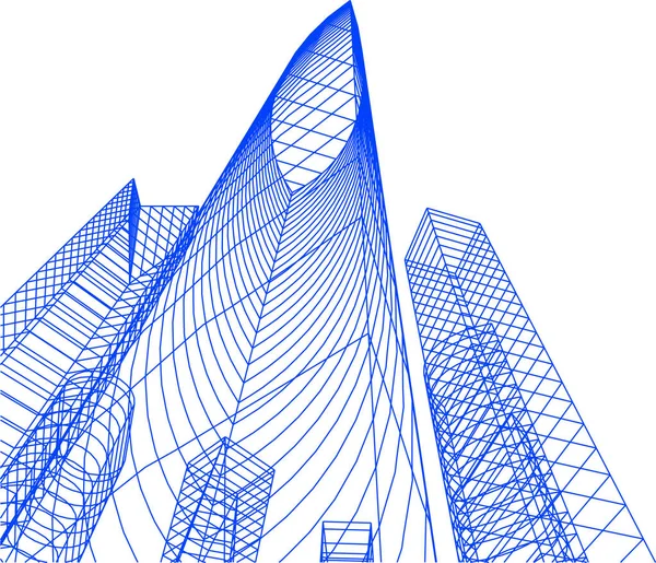 Abstracte Tekenlijnen Architectonisch Kunstconcept Minimale Geometrische Vormen — Stockvector