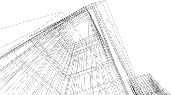 Líneas Abstractas Dibujo Concepto Arte Arquitectónico Formas Geométricas Mínimas — Archivo Imágenes Vectoriales