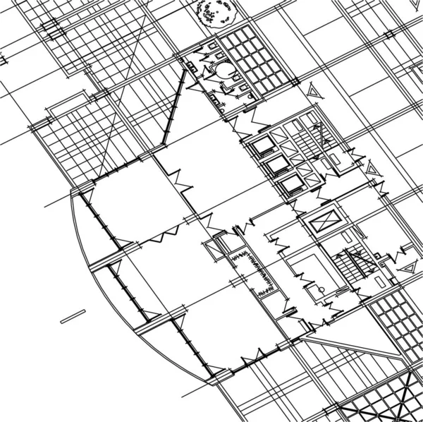 Abstrakta Teckningslinjer Arkitektonisk Konst Koncept Minimala Geometriska Former — Stock vektor