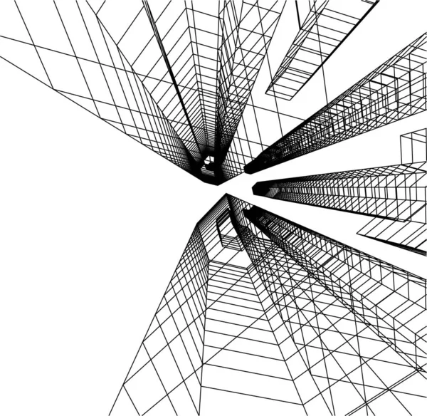 Líneas Abstractas Dibujo Concepto Arte Arquitectónico Formas Geométricas Mínimas — Vector de stock