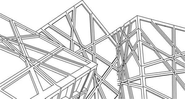 Líneas Abstractas Dibujo Concepto Arte Arquitectónico Formas Geométricas Mínimas — Vector de stock