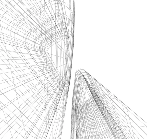 Abstracte Tekenlijnen Architectonisch Kunstconcept Minimale Geometrische Vormen — Stockvector