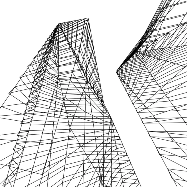 Líneas Abstractas Dibujo Concepto Arte Arquitectónico Formas Geométricas Mínimas — Vector de stock