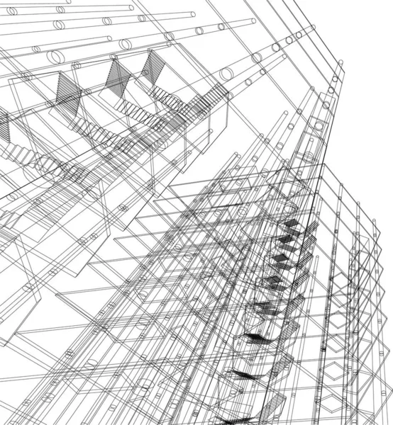 Abstracte Tekenlijnen Architectonisch Kunstconcept Minimale Geometrische Vormen — Stockvector