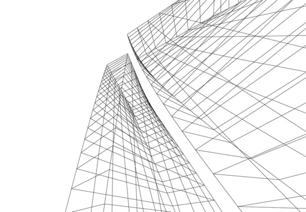 Abstracte Tekenlijnen Architectonisch Kunstconcept Minimale Geometrische Vormen — Stockvector