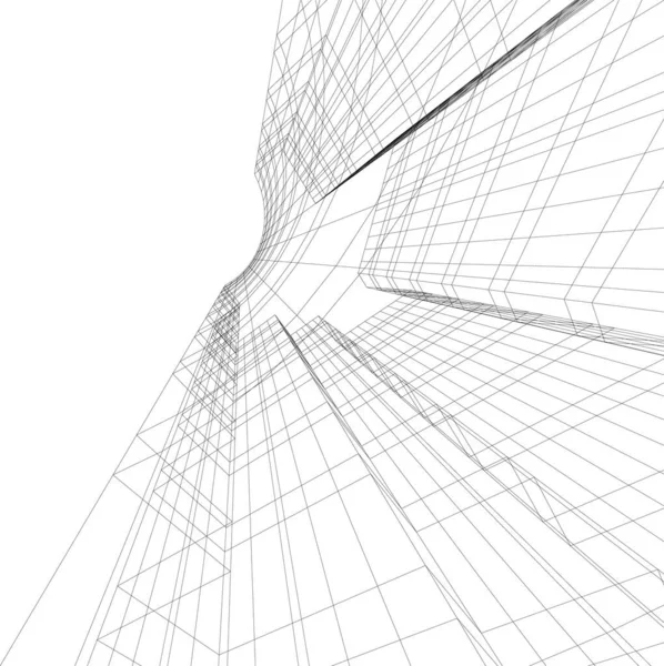 Lignes Dessin Abstraites Dans Concept Art Architectural Formes Géométriques Minimales — Image vectorielle