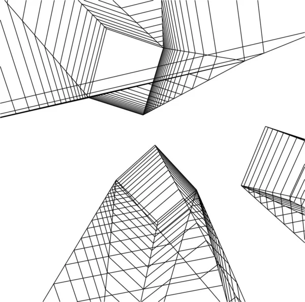 Minimala Geometriska Former Arkitektoniska Linjer — Stock vektor