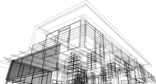 Abstracte Tekenlijnen Architectonisch Kunstconcept Minimale Geometrische Vormen — Stockvector