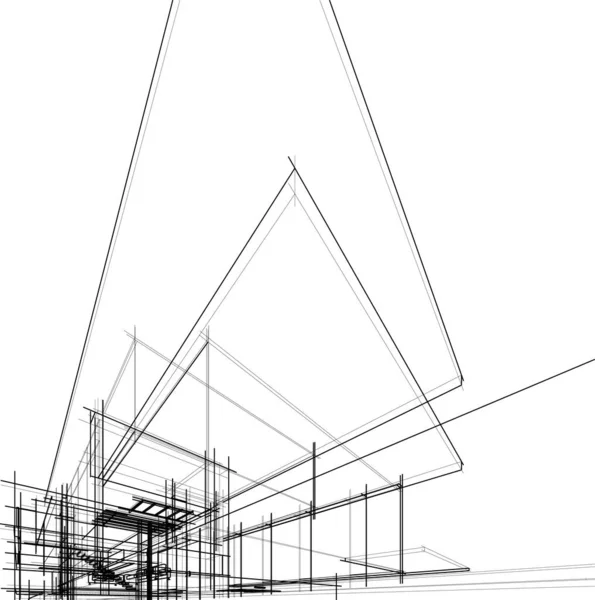 Linhas Abstratas Desenho Conceito Arte Arquitetônica Formas Geométricas Mínimas — Vetor de Stock