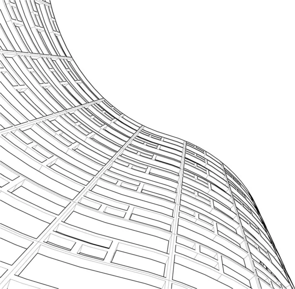 Abstracte Tekenlijnen Architectonisch Kunstconcept Minimale Geometrische Vormen — Stockvector