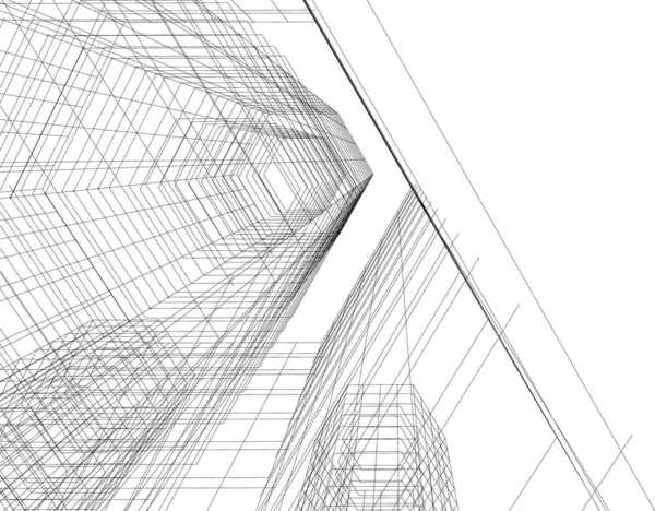 Abstracte Tekenlijnen Architectonisch Kunstconcept Minimale Geometrische Vormen — Stockvector