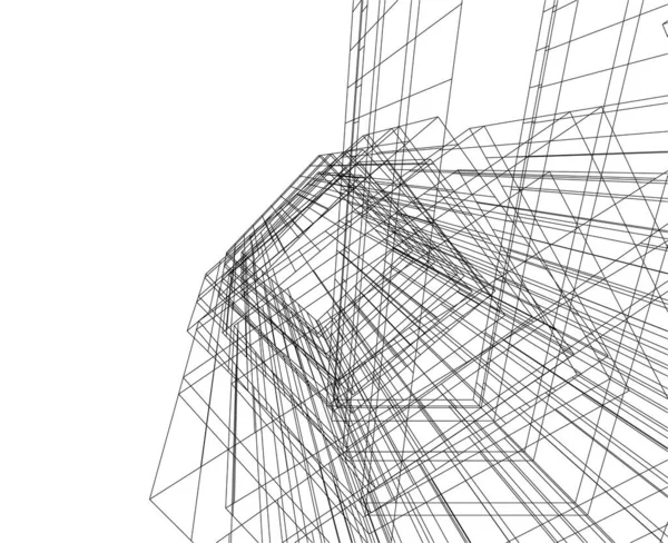 Abstrakta Teckningslinjer Arkitektonisk Konst Koncept Minimala Geometriska Former — Stock vektor