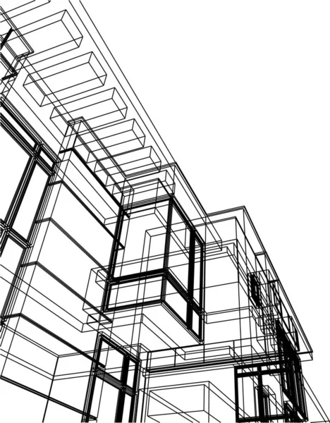 Linhas Abstratas Desenho Conceito Arte Arquitetônica Formas Geométricas Mínimas — Vetor de Stock