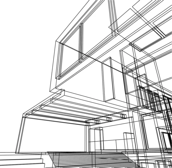 Linee Disegno Astratte Nel Concetto Arte Architettonica Forme Geometriche Minime — Vettoriale Stock