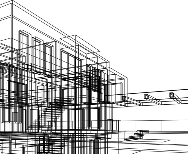 Abstrakte Zeichnungslinien Architektonischen Kunstkonzept Minimale Geometrische Formen — Stockvektor