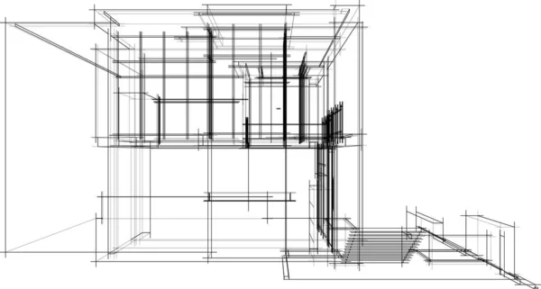 Abstrakte Tegning Linjer Arkitektonisk Kunst Koncept Minimale Geometriske Former – Stock-vektor