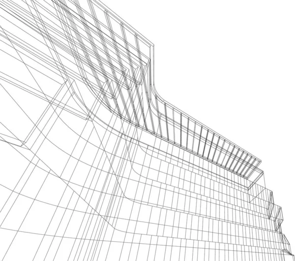 Abstracte Tekenlijnen Architectonisch Kunstconcept Minimale Geometrische Vormen — Stockvector