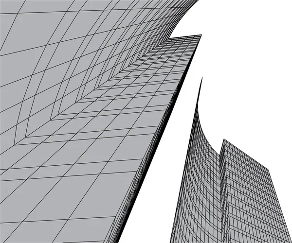 Abstracte Tekenlijnen Architectonisch Kunstconcept Minimale Geometrische Vormen — Stockvector