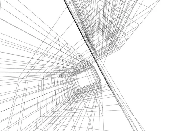 Abstrakcyjne Linie Rysunku Koncepcji Sztuki Architektonicznej Minimalne Kształty Geometryczne — Wektor stockowy