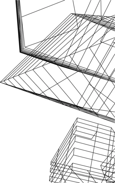 Líneas Abstractas Dibujo Concepto Arte Arquitectónico Formas Geométricas Mínimas — Vector de stock