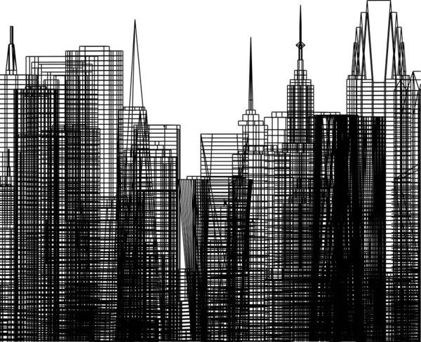 Lignes Dessin Abstraites Dans Concept Art Architectural Formes Géométriques Minimales — Image vectorielle