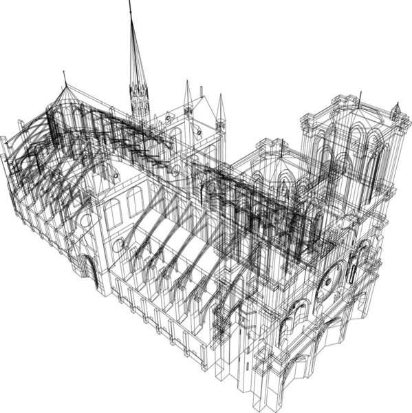 Líneas Abstractas Dibujo Concepto Arte Arquitectónico Formas Geométricas Mínimas — Vector de stock