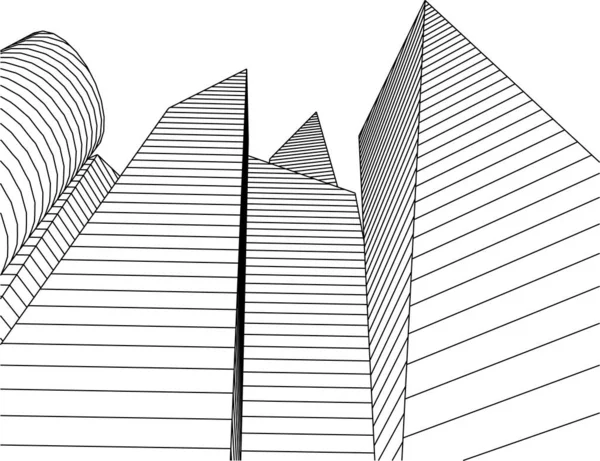 Linhas Abstratas Desenho Conceito Arte Arquitetônica Formas Geométricas Mínimas — Vetor de Stock