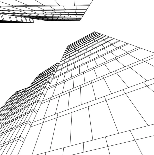 Líneas Abstractas Dibujo Concepto Arte Arquitectónico Formas Geométricas Mínimas — Vector de stock