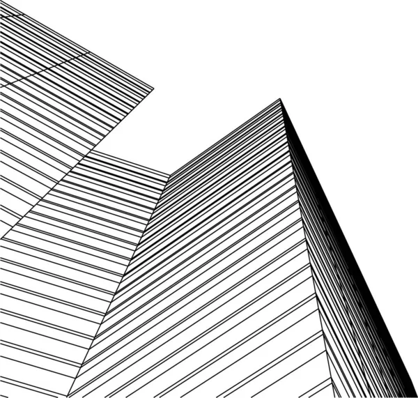 Linhas Abstratas Desenho Conceito Arte Arquitetônica Formas Geométricas Mínimas — Vetor de Stock