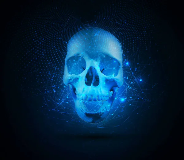 Abstract Skull Mask on an Abstract Network Background