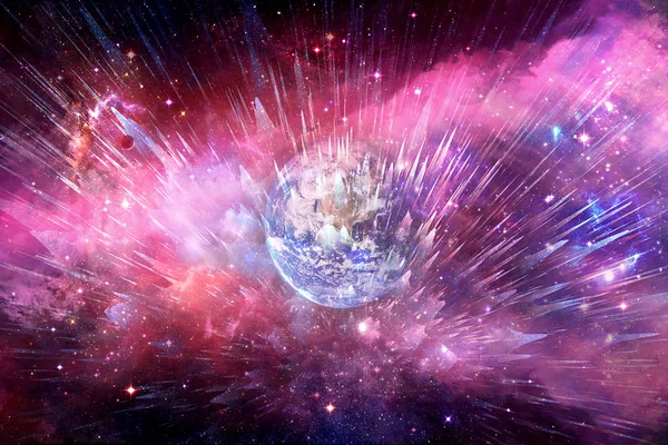 Abstract Planet In A Nebula Galaxy Explodes Into Deep Space