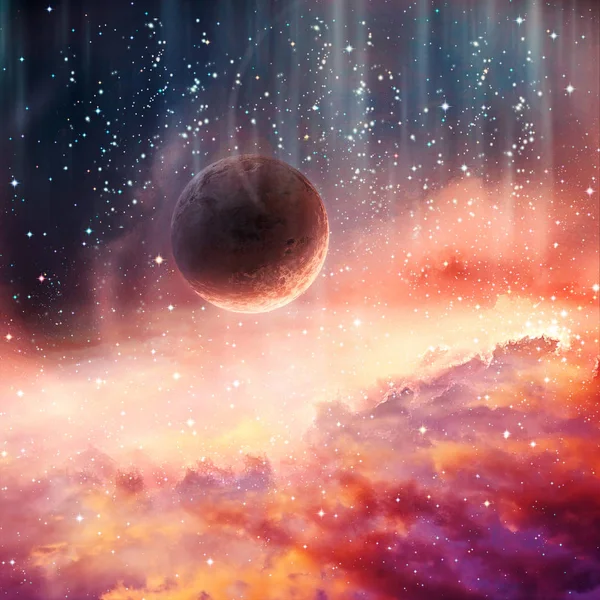 Artistic Abstract Planet Falling Into A Smooth Colorful Galaxy Artwork Background