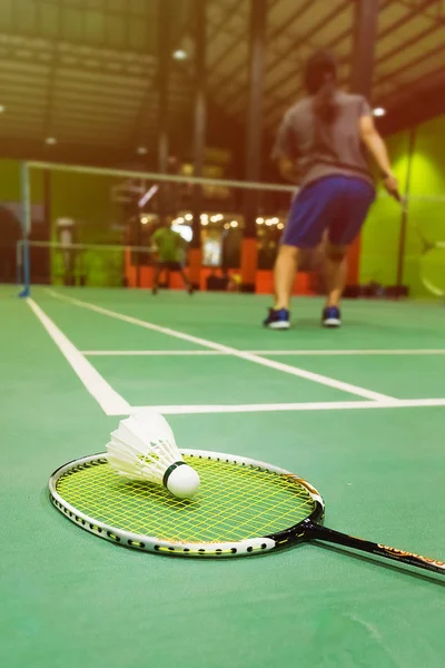 Badmintonplätze Mit Federbällen Vordergrund — Stockfoto