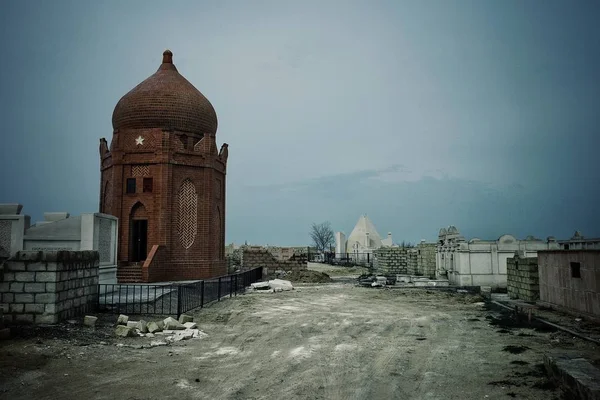 Aktau Kazajstán Abr 2011 Sitio Típico Del Cementerio Del Desierto — Foto de Stock