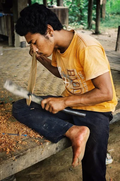 Attapu Laos Lip 2011 Członkiem Lokalnej Smoczych Łodzi Zespół Przygotowuje — Zdjęcie stockowe