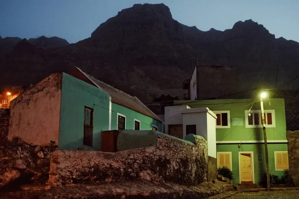 Santo Antao Eiland Cape Verde Jan 2016 Dorp Bij Nacht — Stockfoto