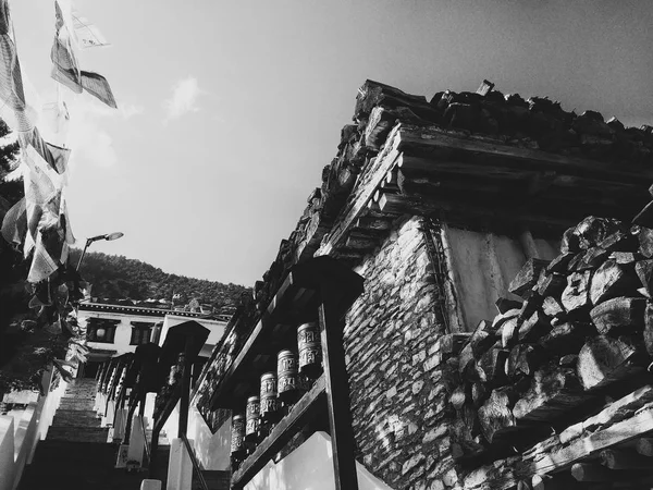 Marpha Nepal Oct 2016 Edificio Del Monasterio Budista Con Banderas — Foto de Stock