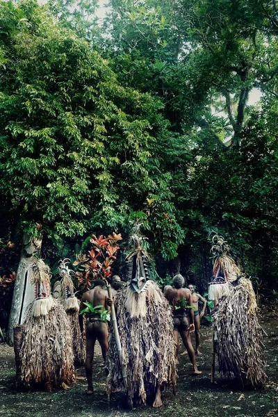 奥拉尔 Ambrym 瓦努阿图 2016年7月10日 罗舞者和村长正在雨林边缘表演一场神奇的舞蹈 — 图库照片