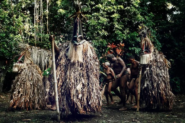 Olal Ambrym Island Vanuatu Jul 2016 Rom Dansare Och Village — Stockfoto