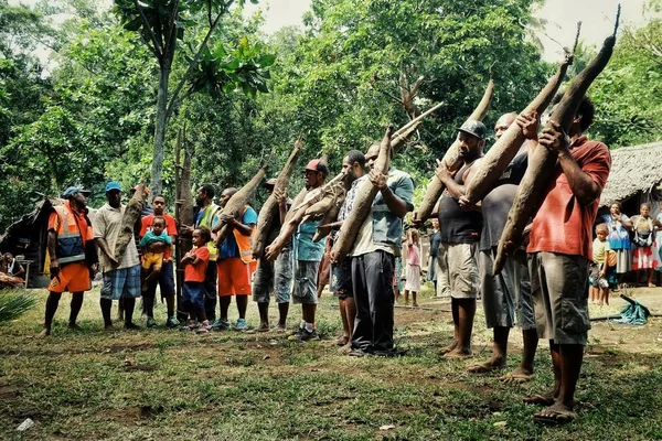 Nära Fanla Byn Ambrym Vanuatu Jul 2016 Lokala Bybor Visar — Stockfoto