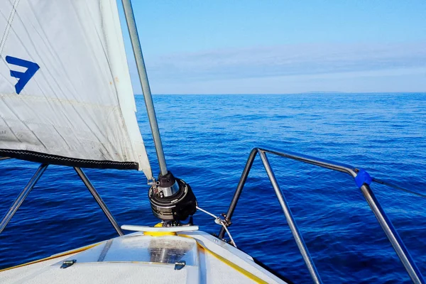 Calm Sea Beautiful Seascape Sailboat While Crossing English Channel — Stock Photo, Image