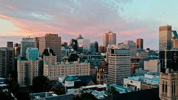 Drone Powierzchniową Obrazu Montreal Kanada Zachodzie Słońca — Zdjęcie stockowe