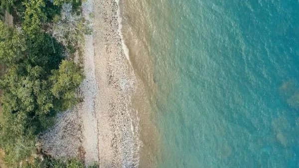 Impresionante Avión Tripulado Aérea Imagen Geométrica Mínima Una Costa Remota — Foto de Stock