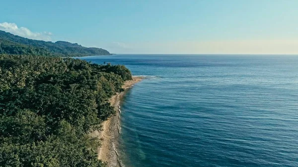Luftbild Einer Abgelegenen Insel Südpazifik Mit Sandigem Strand Und Schönem — Stockfoto