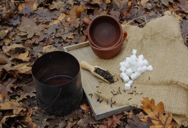 Deux Tasses Thé Sucre — Photo