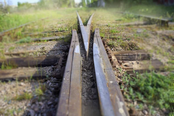 Twee spoor sporen samen. — Stockfoto