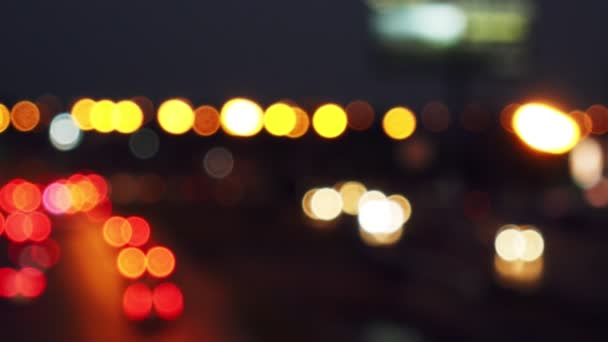 Moviéndose Círculos Bokeh Las Luces Los Coches Que Corren Las — Vídeo de stock