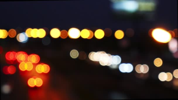 Moving Bokeh Circles Lights Cars Running City Streets City Blur — Stock Video