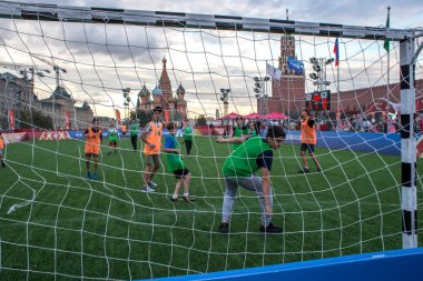 Kızıl Meydan, Moskova, Rusya - 07 Temmuz 2018: Park Meydanı ' nda Dünya Kupası FIFA 2018 Rusya'da bir fudball